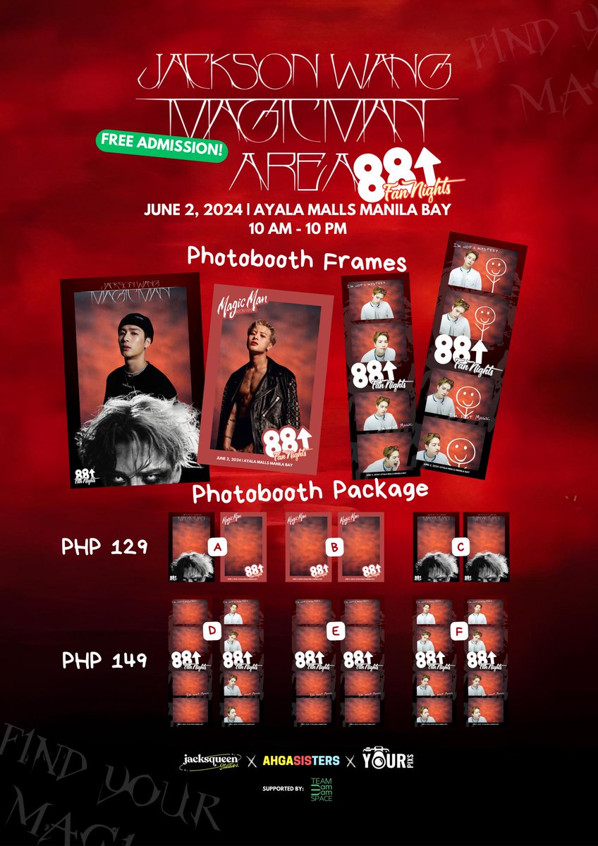 AHGASISters_'s tweet photo. [88rising Fan Nights: Jackson Wang - MAGIC MAN AREA]

There are 100 WAYS to pose with our photobooth frames! 

What’s your favorite frame so far? 🤔

Fanmade merch by @jacksqueen1828 will also be available!

Admission is FREE
Just present your ZING APP: https://t.co/Gcox3oH2hD https://t.co/b8MEYrz9em