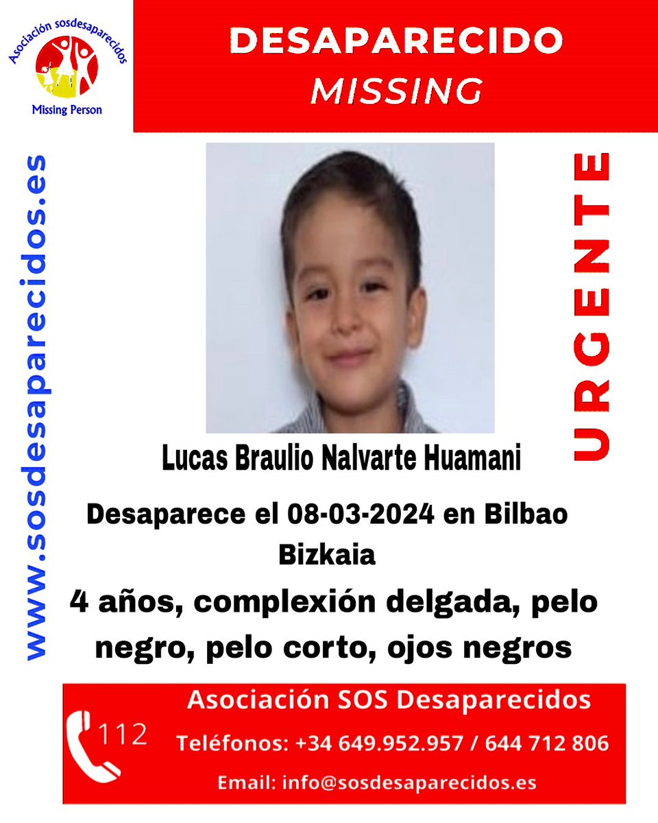🆘 DESAPARECIDO
Pendiente de tipología. 
#sosdesaparecidos #Desaparecido #Missing #España #Bilbao #Bizkaia
Síguenos @sosdesaparecido
