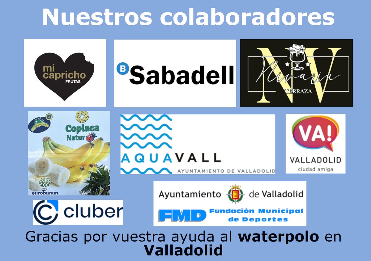 Waterpolopucela's tweet photo. Gracias por vuestro apoyo 
⁦@aqua_vall⁩  ⁦@DeportesVLL⁩ ⁦@BancSabadell⁩ ⁦@Cluber_App⁩ https://t.co/VEaeyEbuDV
