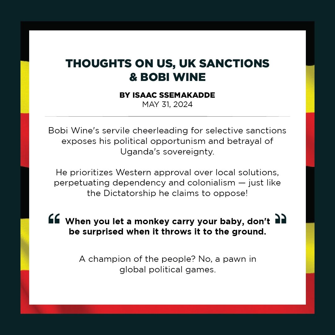 IsaacSsemakadde's tweet photo. REBELS: @NUP_Ug president @HEBobiwine echoes Morgan Tsvangirai's mistake — cheering Western sanctions that spare Israel's human rights abuses, but target African leaders.  
#DoubleStandards
#ApartheidIsrael #FreePalestine https://t.co/4e45qpZjiA