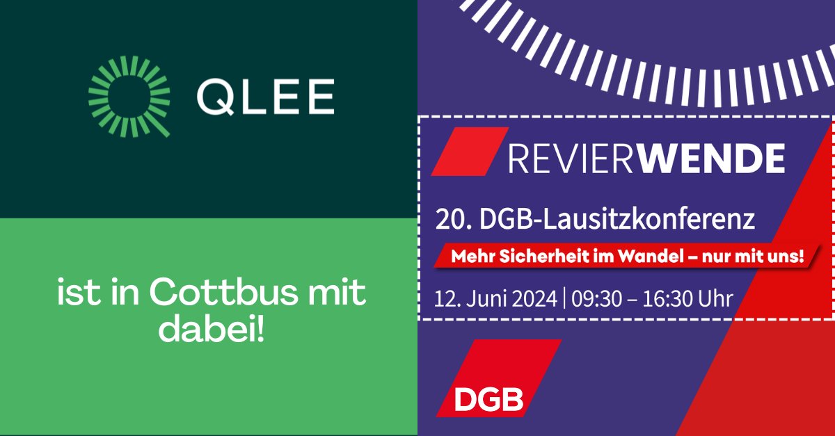 qlee_eu's tweet photo. Unter dem #Motto: Mehr #Sicherheit im #Wandel – nur mit uns! findet in #Cottbus die 20. #DGB #Lausitzkonferenz statt - und wir sind mit dabei!
Kommt vorbei &amp; folgt uns für weitere Updates!
#qlee-zukunft #Lausitz #Konferenz
@beemerkenswert @revierwende @DGB_Berlin_BRB @dgb_sachsen https://t.co/p6qrOx3xbT