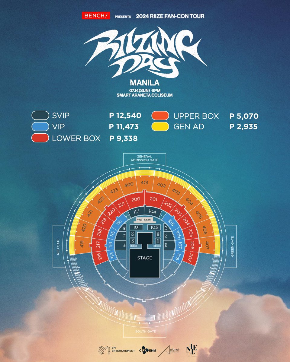 PH BRIIZE! Check out the Seat plan, ticket prices, and fan benefits for RIIZE fanconcert in Manila! 🧡 Pre-sale: June 7 General sale: June 8 Presented by @benchtm #RIIZE #라이즈 #RISEandREALIZE #RIIZE_FANCON #RIIZINGDAY #BENCHxRIIZE #GlobalBENCHSetter