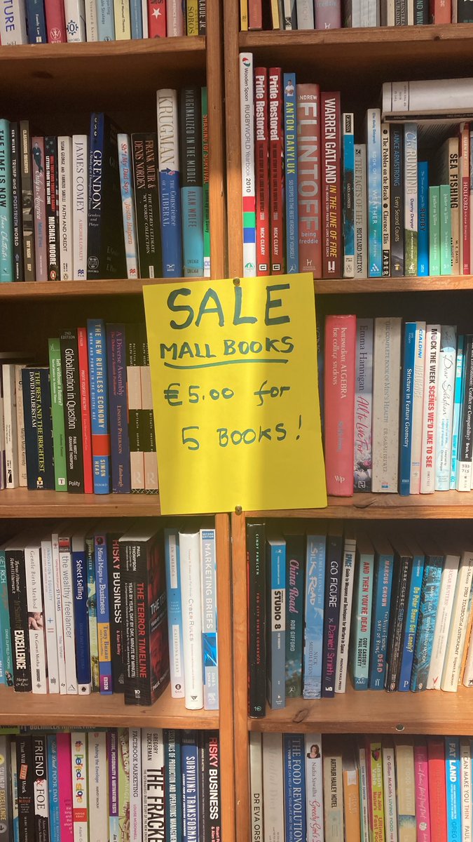 ByrnesBooks's tweet photo. Calling all book lovers! Itโs that time of year again! Our mall sale - 5 books for โฌ5 begins today and will go on for the entire Bank Holiday weekend! With lots of fabulous books for incredible value, what better reason would you need to come into town?! #secondhandbooksale https://t.co/v0jVZQki4W