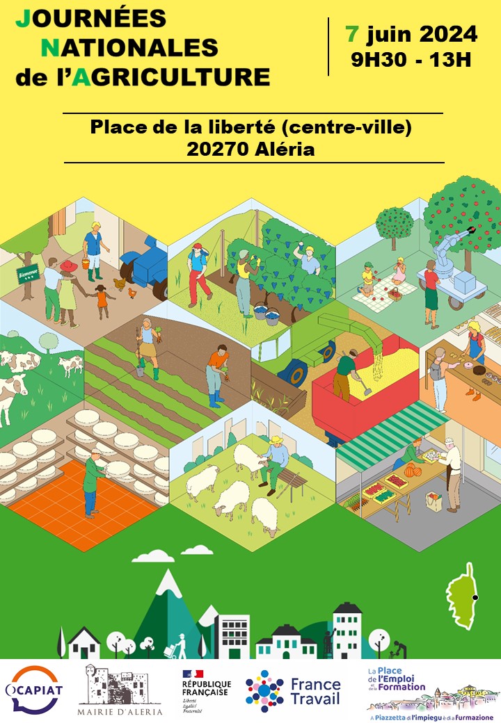 DorianeDallasta's tweet image. ❗️#JNAgri2024❗️
🐑Découverte de l&apos;#Agriculture #Corse !🚜
🌱Du champs à votre assiette🍽️ rencontrez les acteurs locaux et régionaux 👨‍🌾👩‍🌾
📅le 7/06 de 9H30 à 13H📍Place de la Liberté #Aléria   
🆓Gratuit👥Ouvert à tout public 
✅Point info&apos; culture, animations #Formations #Emploi