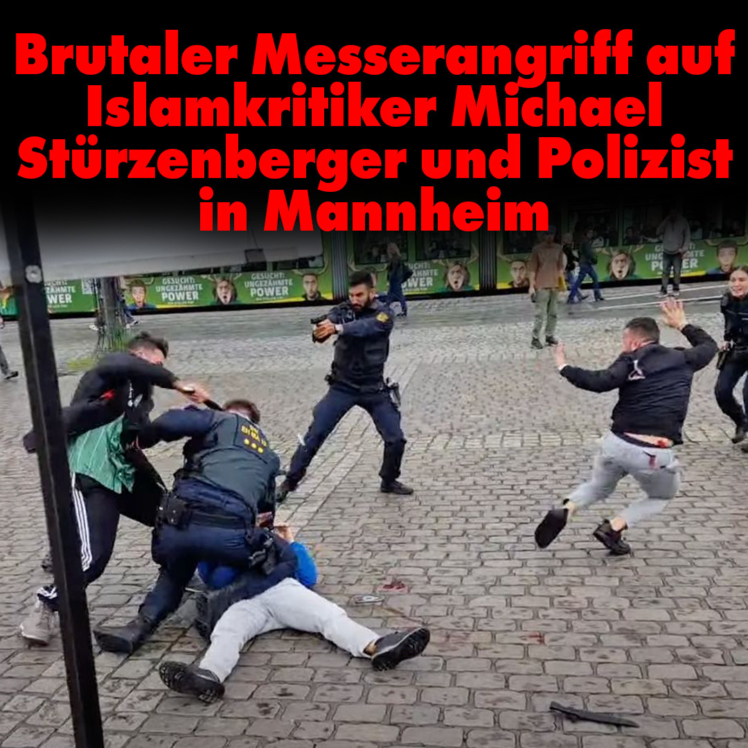BREAKING: In Mannheim ist es zu einem brutalen Messerangriff auf den Islamkritiker Michael Stürzenberger gekommen. Es gibt mehrere Verletzte. Der Angreifer wurde niedergeschossen. nius.de/common/brutale…