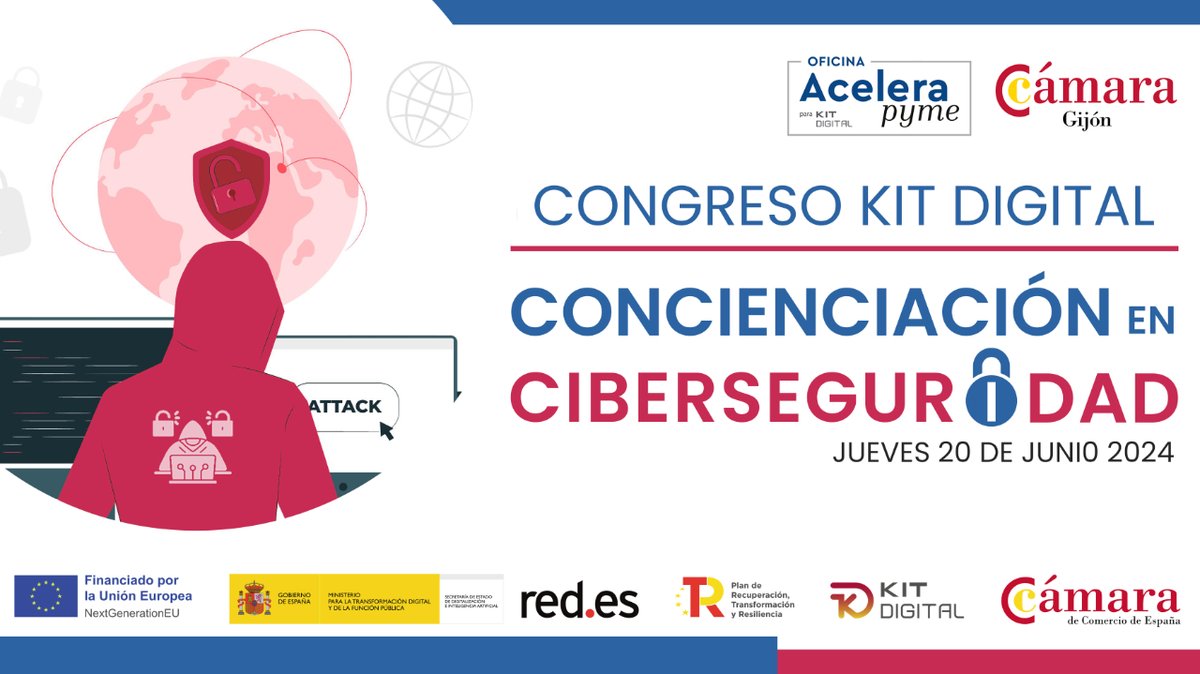 🚫 Descubre cómo proteger tu empresa en la era digital participando en #Gijón en el Congreso de Concienciación en #Ciberseguridad de @CamaraGijon. @chemaalonso y @dipudaswani nos destriparán las últimas amenazas cibernéticas. Apúntate aquí 👉 camaragijon.es/es/agenda/cong… #KitDigital