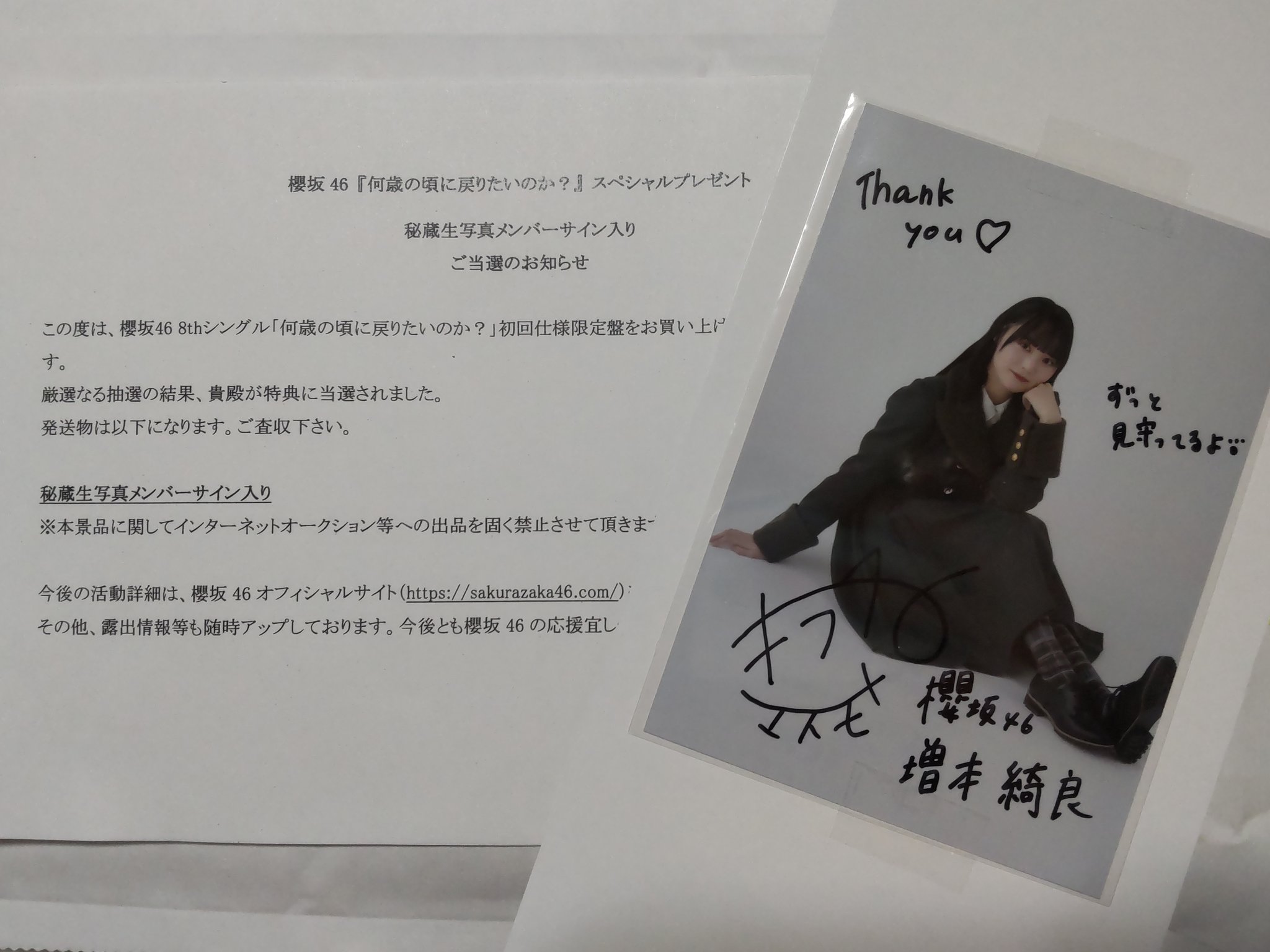 櫻坂46 増本綺良 サイン 直筆 秘蔵生写真 パセリ on X: