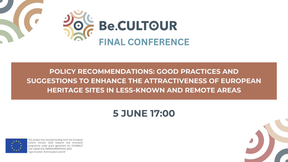 Be.CULTOUR (@becultour) on Twitter photo 🕰 Join us for the Be.CULTOUR Final Conference on June 5th 2024 in Naples.
💡 Be inspired by the topics of the day
Discover the full agenda and register before 3 June to follow the conference online
👉 becultour.eu/events/join-in…
<a href="/ERRINNetwork/">ERRIN Network</a> <a href="/CNRsocial_/">CNR Consiglio Nazionale delle Ricerche</a> <a href="/ICLEI_Europe/">ICLEI Europe</a> 🕰 Join us for the Be.CULTOUR Final Conference on June 5th 2024 in Naples.
💡 Be inspired by the topics of the day
Discover the full agenda and register before 3 June to follow the conference online
👉 becultour.eu/events/join-in…
<a href="/ERRINNetwork/">ERRIN Network</a> <a href="/CNRsocial_/">CNR Consiglio Nazionale delle Ricerche</a> <a href="/ICLEI_Europe/">ICLEI Europe</a>