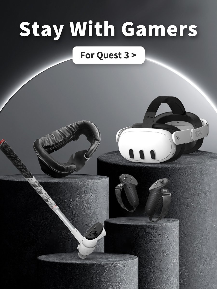 Various upgrade choices, cheerful game time! 

🧡Leather Facial Interface (Upgrade for comfort)
💛Controller Grips (Relax your hands)
💚Head Strap (Extend your gaming sessions)
💙Golf Attachment (Enhance gaming enjoyment)

Discount time👉bit.ly/4c0KH2t

#AMVR #QUEST3
