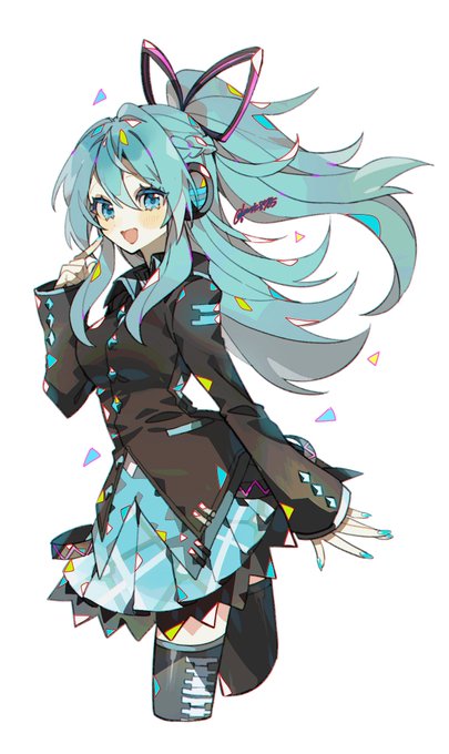 「aqua hair zettai ryouiki」 illustration images(Latest)