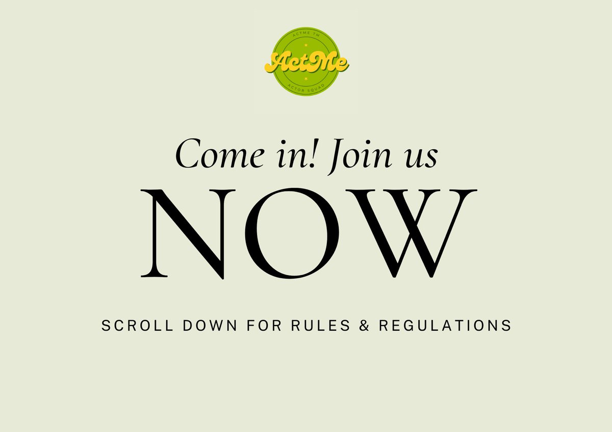 The grand opening is tonight. Dear actors &amp; actress, are you looking for home? Then check <a href="/ACTME_/">ACTME™ OPEN</a> out! 💚 no form needed, just DM with the right format once the registration is open. See you tonight. Aye