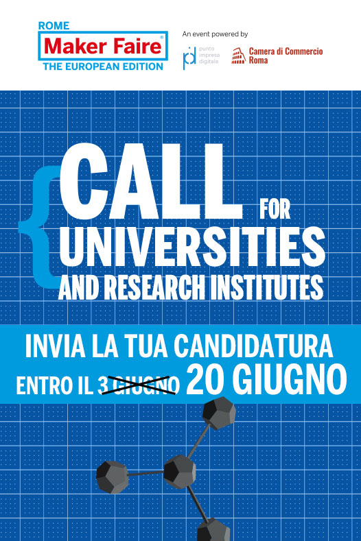 🎓Fai parte di un'Università statale o di un Centro di Ricerca? La #CallforUniversities di #MFR2024 è stata prorogata al #20giugno!
Sei ancora in tempo per completare il tuo progetto e candidarlo alla Call:  se sarà selezionato potrai presentarlo dal 25 al 27 ottobre al Gazometro