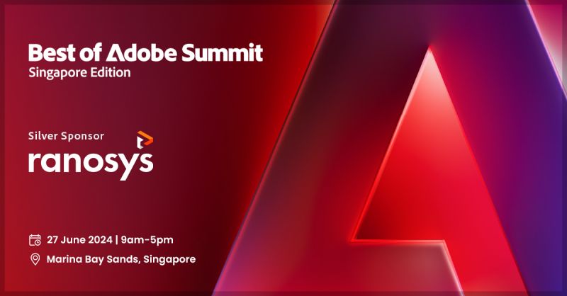 ranosys's tweet image. We are delighted to announce that #Ranosys is a proud Sponsor of the Best of @Adobe Summit: Singapore Edition 2024, happening on June 27 at the Marina Bay Sands, Singapore.

Be sure to visit our booth.

We look forward to seeing you there!

#AdobePartner
#AdobeSummit2024