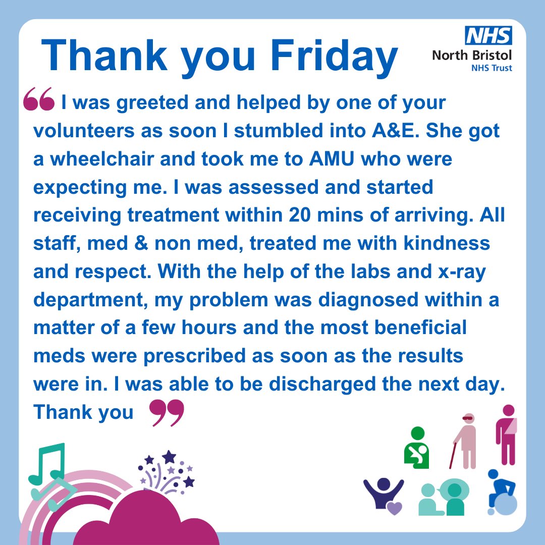 NBT Patient Experience Team (@nbtpatient) on Twitter photo Thank you Friday 🤩
It really does take a whole team of staff and volunteers to ensure patients get the right support!
We are glad you were treated with kindness and respect, this is really important to us.
#NBTCares
<a href="/NorthBristolNHS/">North Bristol NHS Trust</a> Thank you Friday 🤩
It really does take a whole team of staff and volunteers to ensure patients get the right support!
We are glad you were treated with kindness and respect, this is really important to us.
#NBTCares
<a href="/NorthBristolNHS/">North Bristol NHS Trust</a>