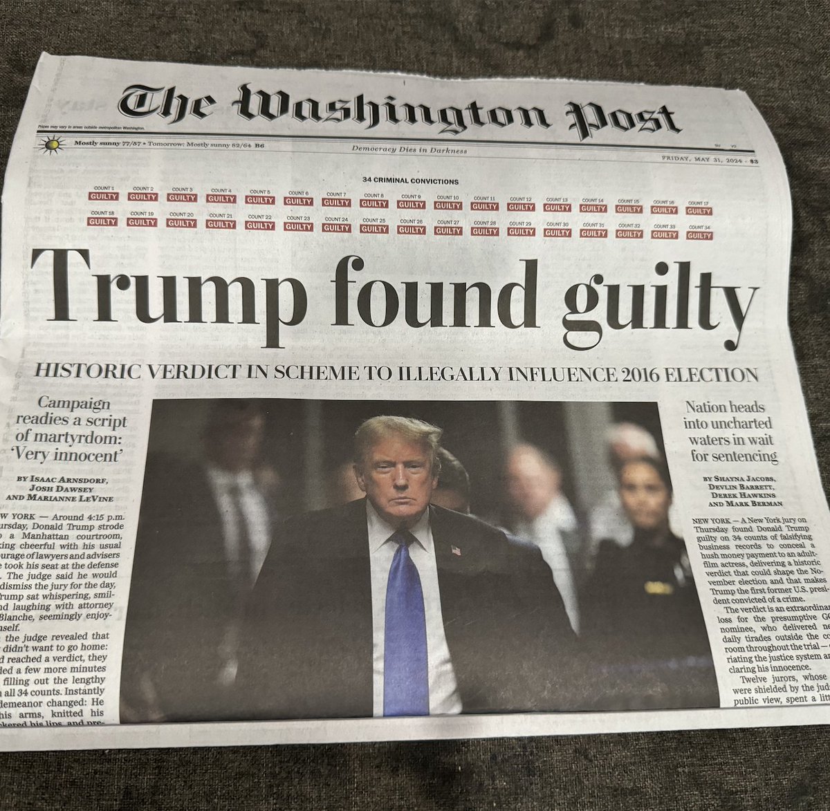 A glorious headline for the ages 👇 #NoOneIsAboveTheLaw