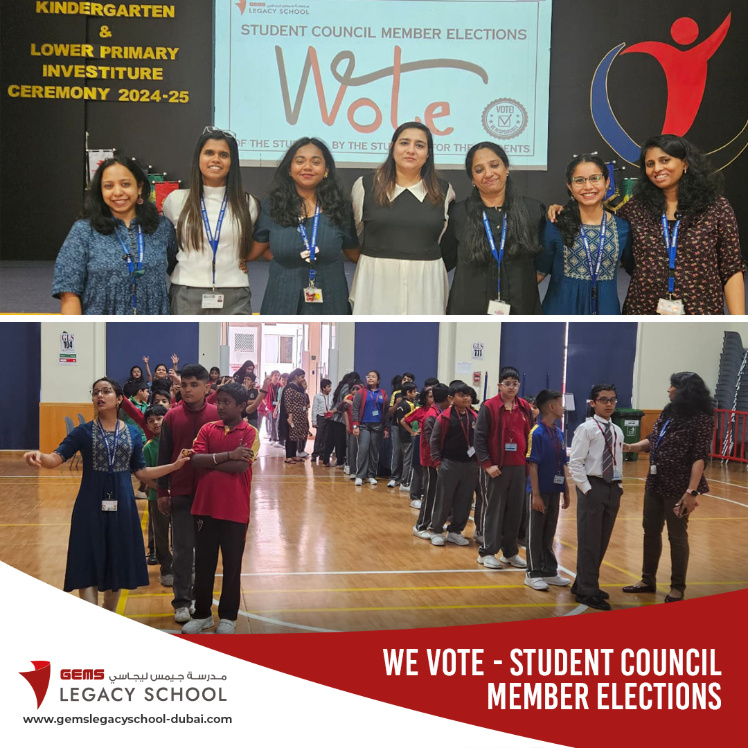 We held the 'We Vote - Student Council Elections' for Grades 3-5 to foster responsibility and teach democratic values. Students self-nominated, were shortlisted, and voted for their class representatives.
#GEMSLegacySchool #GEMSEducation #KHDA #WeVote #StudentCouncil