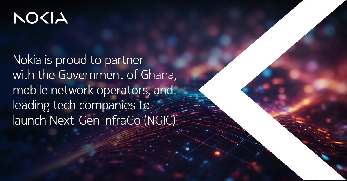 We're proud to partner with @ghanagov, mobile operators and leading tech companies to launch Next-Gen InfraCo (NGIC), Africa’s first 4G/5G shared mobile broadband network. Learn how this delivers affordable 5G services to Ghana, here: nokia.ly/3X4KG9w