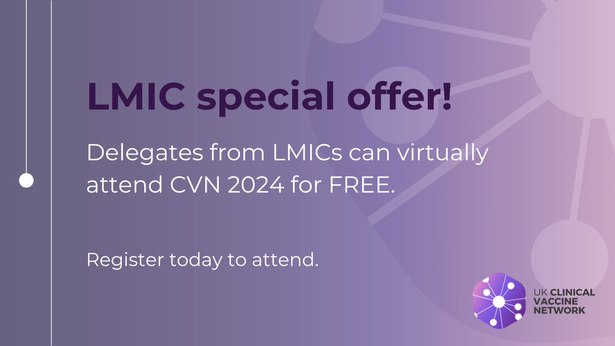 UK Clinical Vaccine Network (@cvn_uk) on Twitter photo Attend #CVNUK2024 online for FREE if you live in a low-middle income country! 📣🎉
Simply visit our website, fill out the short form and select 'LMIC Concession Virtual Delegate'.
Register now 👉 ow.ly/zvhE50S3P1r
#Vaccines #Immunology <a href="/LazarusRajeka/">There is a better way</a> Attend #CVNUK2024 online for FREE if you live in a low-middle income country! 📣🎉
Simply visit our website, fill out the short form and select 'LMIC Concession Virtual Delegate'.
Register now 👉 ow.ly/zvhE50S3P1r
#Vaccines #Immunology <a href="/LazarusRajeka/">There is a better way</a>