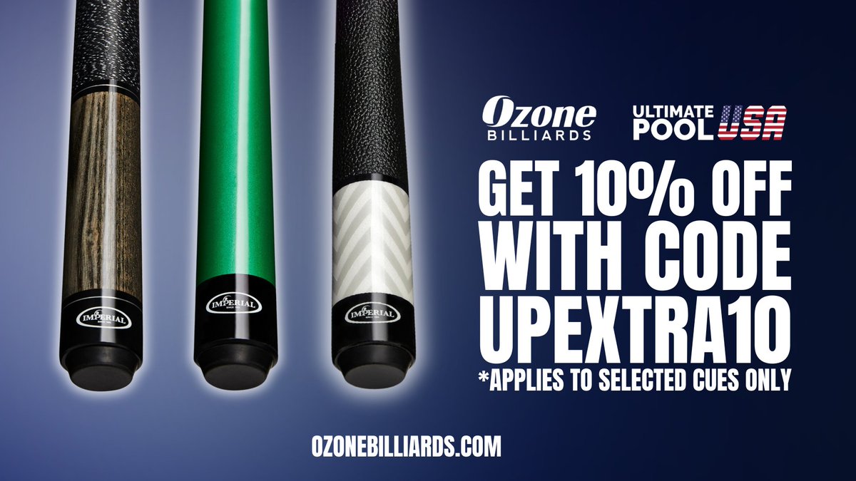 🔥🔥🔥 𝙂𝙀𝙏 𝟭𝟬% 𝙊𝙁𝙁 🔥🔥🔥

Use the promo code 𝙐𝙋𝙀𝙓𝙏𝙍𝘼𝟭𝟬 to get a 10% discount on your Ozone Billiards order.

ozonebilliards.com/collections/im…

#UltimatePoolUSA #8ball #UltimatePool #8ballpool #billiards #pool
