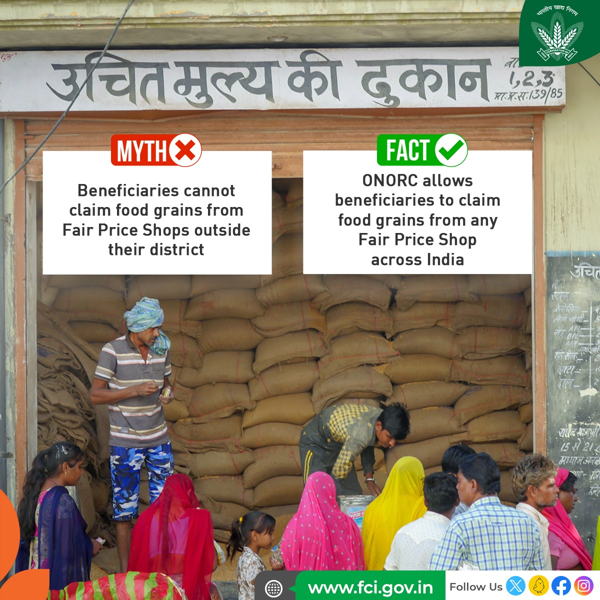 ONORC enables beneficiaries relocating within India to claim food grains from any Fair Price Shop, ensuring food security for them at every step. #ONORC #FoodSecurity