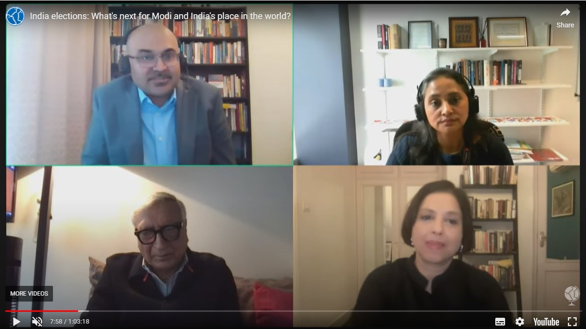 As India's vote reaches its final stages, what's next for Modi & 🇮🇳's place in the world? 

Re-watch our webinar with: 
🔹@suhasinih @the_hindu 
🔹@KanwalSibal
🔹@Pavithra_Suri @LSEGovernment 
🔹@Chietigj @ChathamHouse 

🔗chathamhouse.org/events/all/ope…