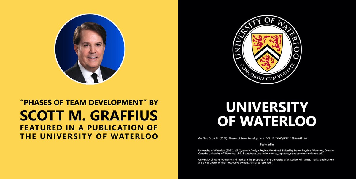 My ‘Phases of Team Development’ work is featured in a publication of the University of Waterloo. Details on LinkedIn: bit.ly/li-uw. 👍

#Tuckman #BruceTuckman #Forming #Storming #Norming #Performing #Adjourning #TeamDynamics #TeamPerformance #TeamBuilding #Teamwork