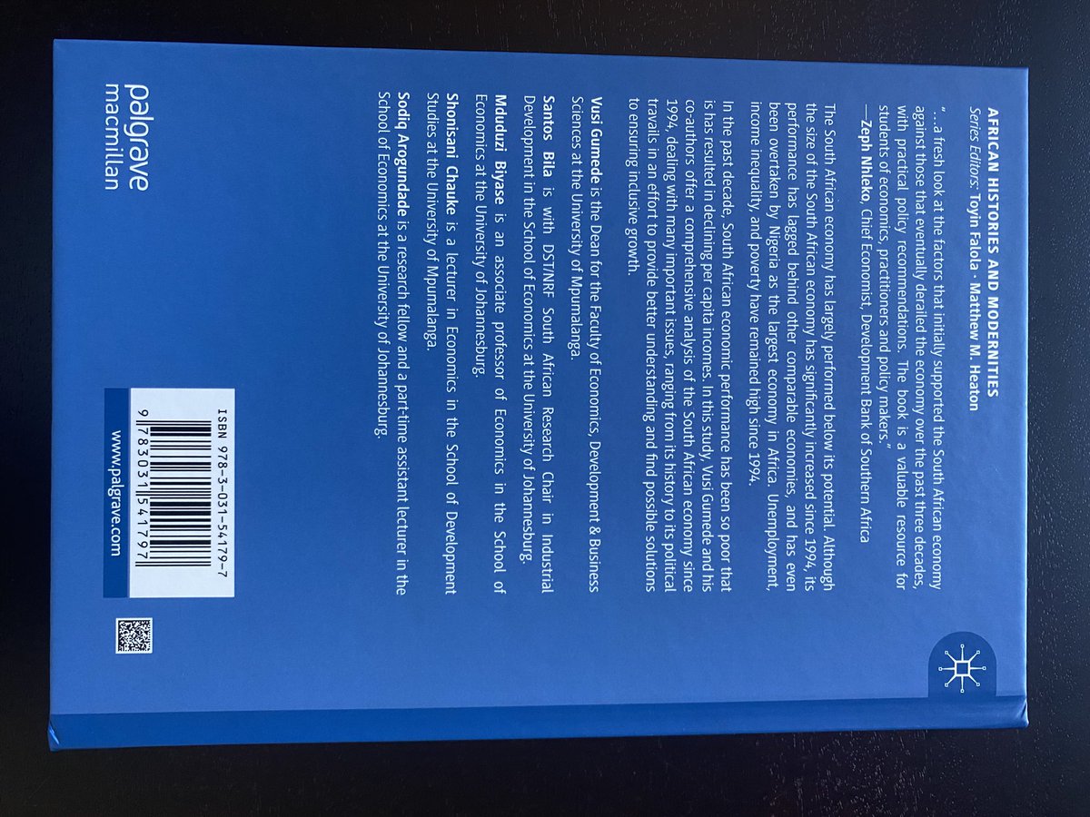 Our new book on the South African economy has been published - I just received author copies. Among other things, we propose aspects of what could make up an effective economic policy for South Africa