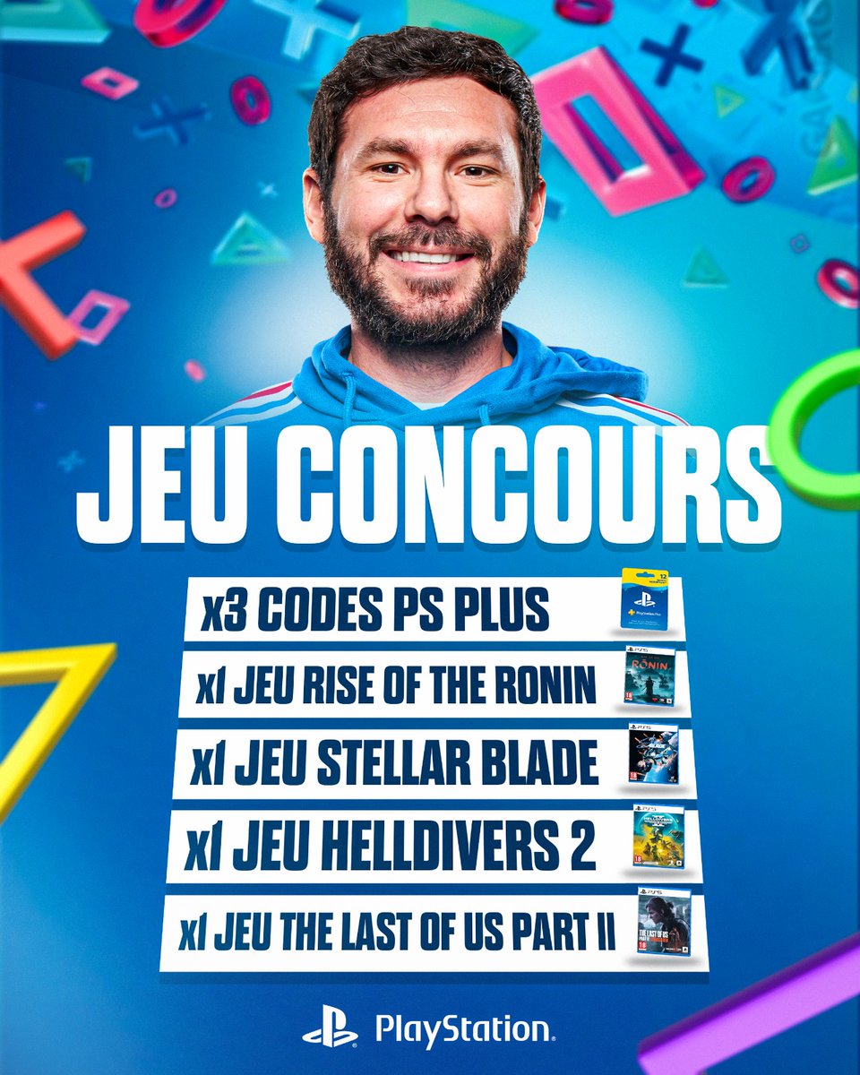 Pour célébrer les Days of Play avec @PlayStationFR, on vous fait gagner des jeux et des codes PS Plus ! 😉

Pour participer 👇

✅ Follow @PlayStationFR & moi même 
🔄 Rt ce tweet