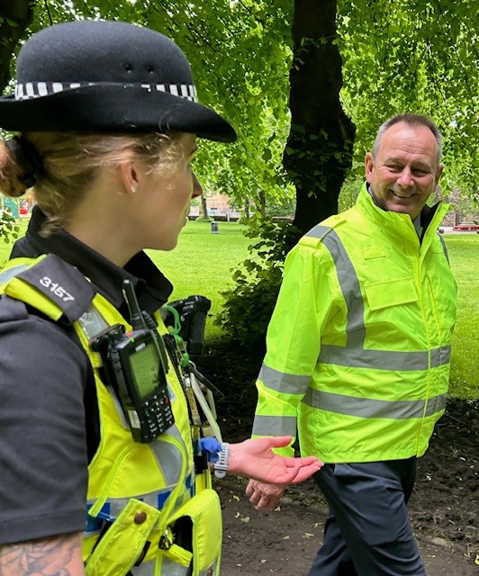Commissioner David Allen met with Whitehaven CBO PC Louise Stubbings to hear more about the work being done to tackle local crime issues in the town. They visited areas where the police have been tackling drug related issues, stop and search hot spot locations and speeding.