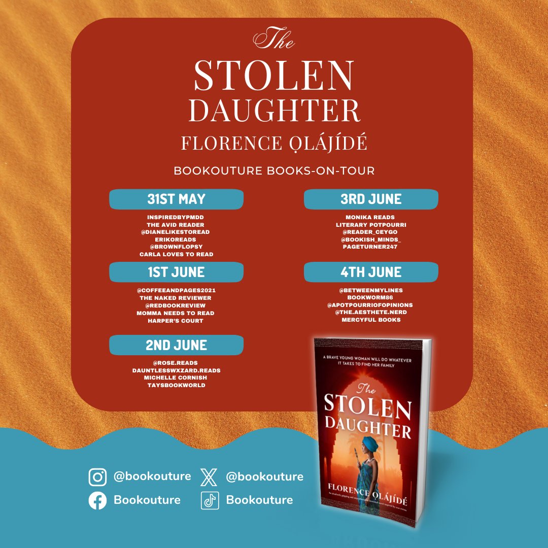 Welcome to my #PublicationDay stop on the #BlogTour for #TheStolenDaughter by @florenceolajide - a fabulous debut novel based on real events.  

Out now from @bookouture

brownflopsy.blogspot.com/2024/05/the-st…