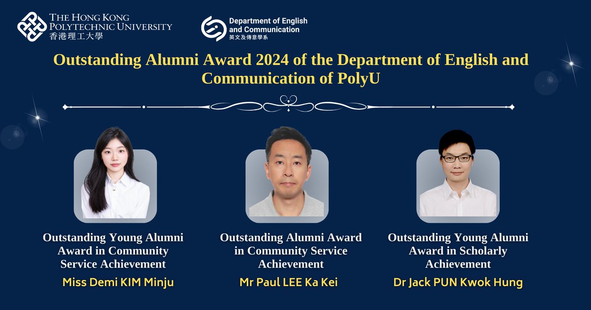 👏🏻🥳Congrats to the awardees of our Department's Outstanding Alumni Award 2024. They have all made significant contributions to #PolyU, our Department, and society. Read more👉polyu.hk/jXKII #PolyUalumni #OutstandingPolyUAlumniAward   #WeArePolyU