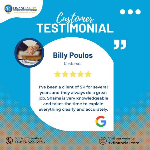 Build your business on customer satisfaction! 🌟 Listen to the heartfelt stories of our clients as they share their experiences of SK Financial journey.💼💰
Click
👇
skfinancial.com

#duediligence #payroll #customertestimonial #tampaflorida #tampa #UnitedStates