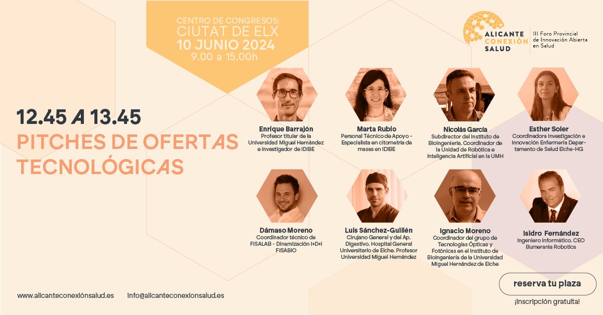 GVAsaludelche's tweet photo. 📌📣Si quieres estar al día de los últimos lanzamientos de ofertas tecnológicas de la mano de importantes expertos en la materia. no puedes faltar a este encuentro incluido en el III Foro de #Innovación Abierta en Salud de la provincia de #Alicante, https://t.co/GbCm0eDI4D
