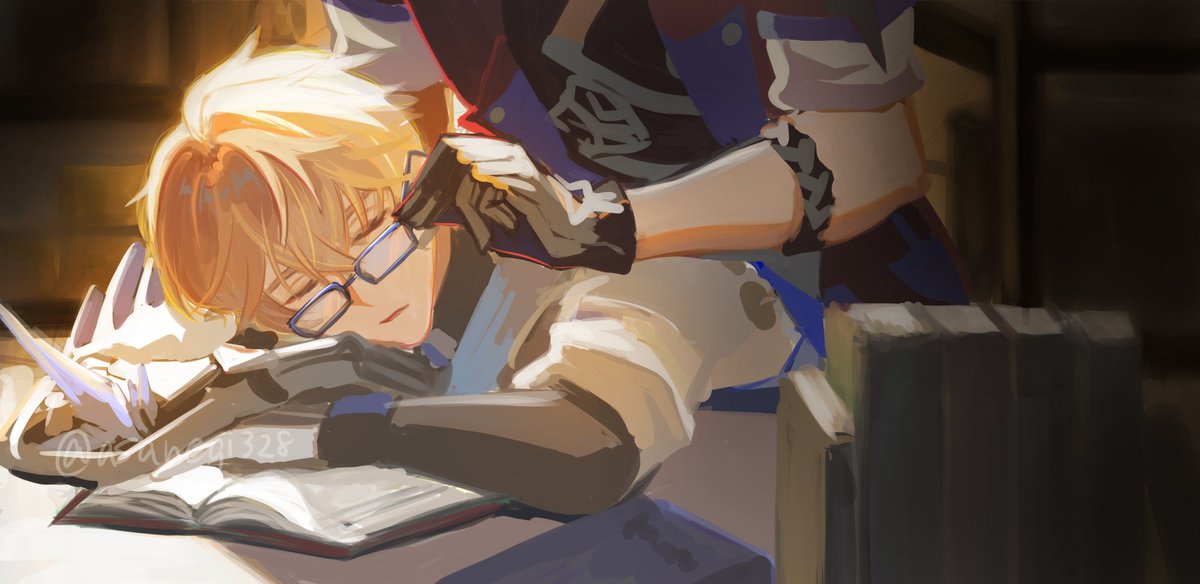 asanegi328's tweet image. #サンジェパ版1d1w　＋90分
お題「眼鏡」「寝顔」
博物館ボランティアの勉強中のイメージです
#サンジェパ #sampard