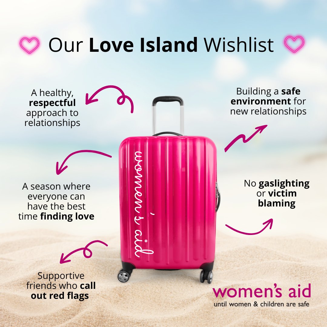 womensaid's tweet photo. The new season of #LoveIsland is about to start, and we want to see a true summer of love in the villa. 💗☀️
As the islanders pack their bags ready to look for love, here are a few things we hope they bring into the season to foster healthy relationships. https://t.co/g278U6KJ7o