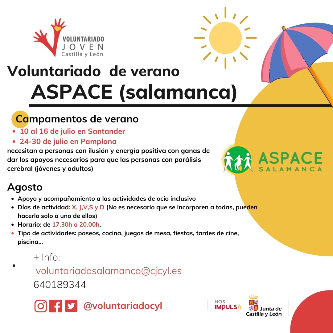 voluntariadocyl (@voluntariadocyl) on Twitter photo Nuevo voluntariado de verano en #Salamanca. Junto a <a href="/aspacesalamanca/">ASPACE Salamanca</a> .
+Info voluntariadosalamanca@cjcyl.es💚
.
.
.
#ProgamaVoluntariadoJoven #CastillaYLeon #YoHagoVoluntariado Nuevo voluntariado de verano en #Salamanca. Junto a <a href="/aspacesalamanca/">ASPACE Salamanca</a> .
+Info voluntariadosalamanca@cjcyl.es💚
.
.
.
#ProgamaVoluntariadoJoven #CastillaYLeon #YoHagoVoluntariado
