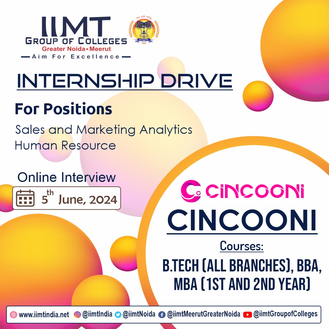 On June 5, 2024, the IIMT Group of Colleges in Greater Noida is organizing an 'Internship Drive' for positions in Sales and Marketing Analytics, and Human Resources. 
.
iimtindia.net
Call Us: 9520886860
.
#IIMTIndia #IIMTNoida #IIMTGreaterNoida #IIMTDelhiNCR #IIMTian