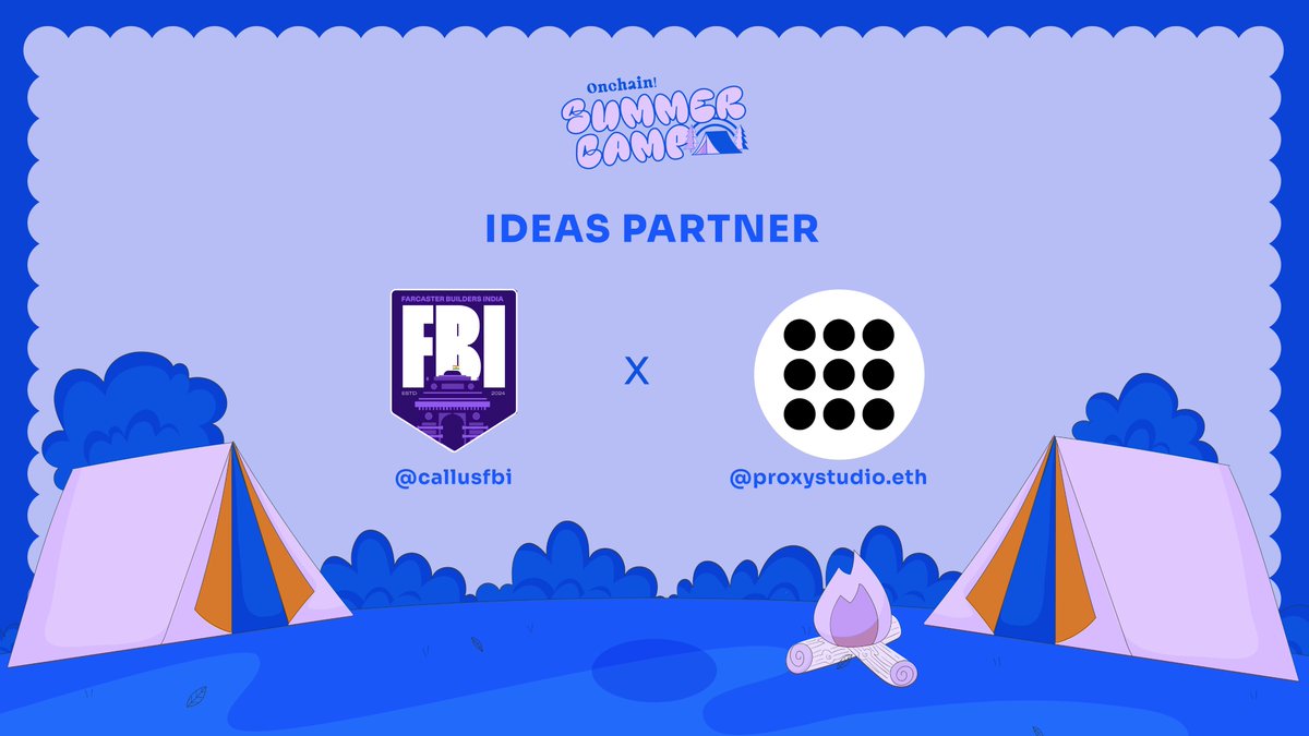 Excited to announce Proxy Studio as our 1st Ideas Partner for /summercamp!

@_proxystudio is a venture studio on FC & @base shipping various products + ideas for the ecosystem like @proxy_swap 🔁

We're hyped to have an OG team of builders as mentors for the summer camp🤝