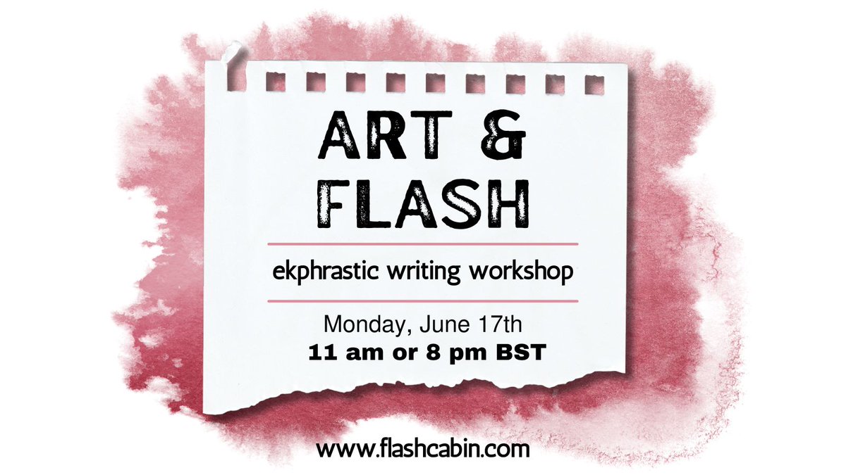 Art & Flash are monthly #ekphrastic writing workshops. June's featured artists work as a collaborative duo. They combine folk art & abstraction to create colourful, other-worldly artworks. 🔗flashcabin.com/art-flash
