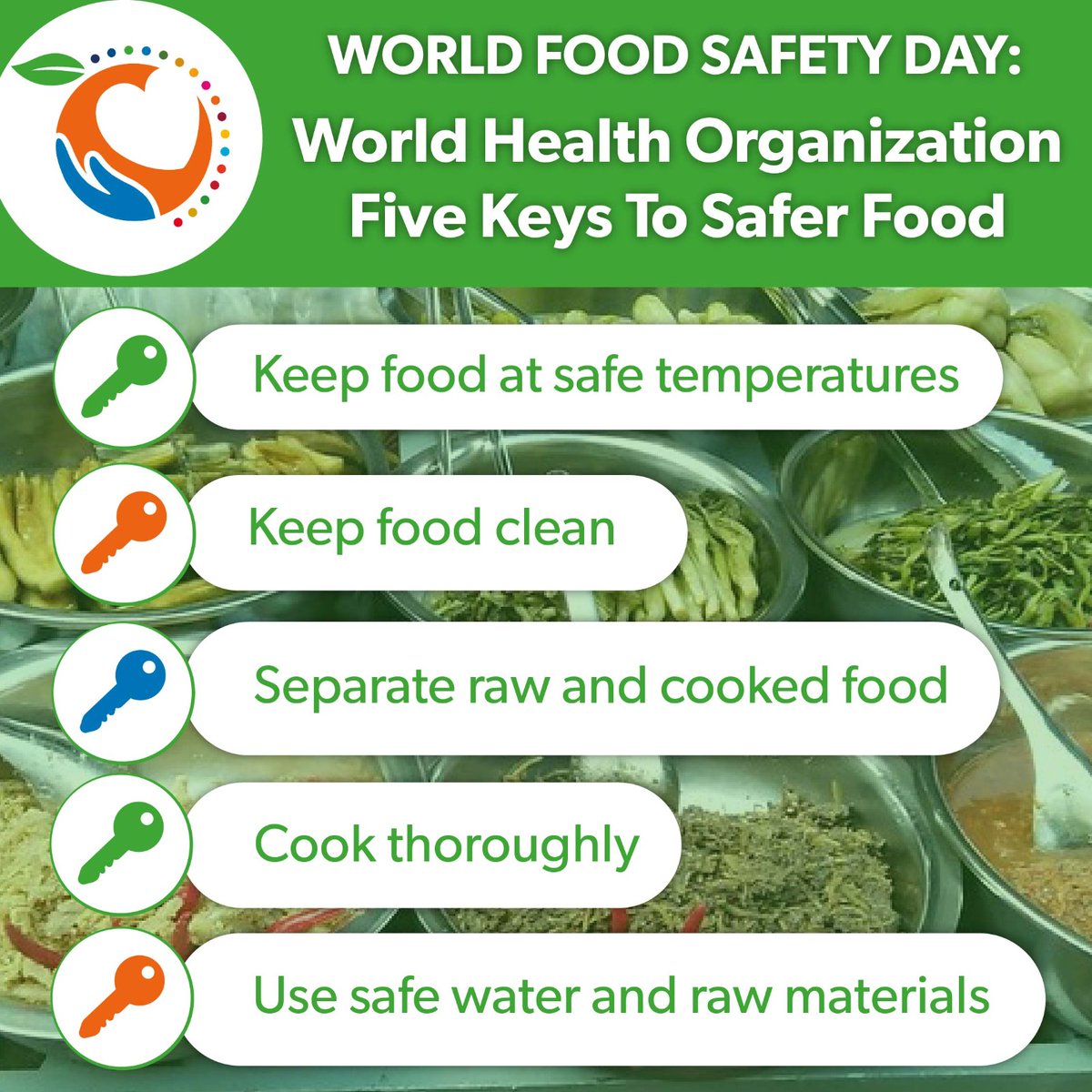 The five keys to ensure food is safe at home. #WorldFoodSafetyDay