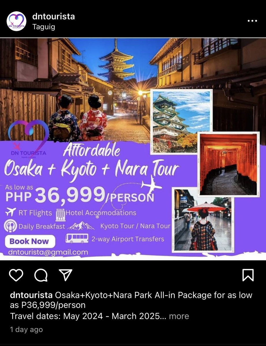 If your interested you may reach us thru dntourista@gmail.com