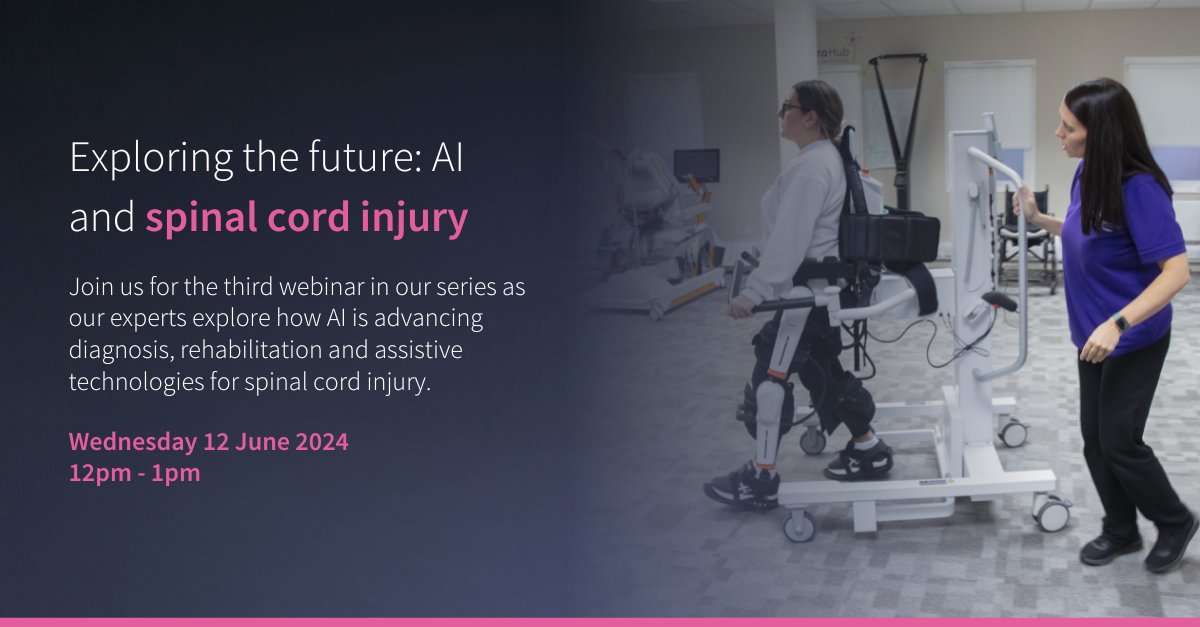 How is #ArtificialIntelligence used in treatment for #SpinalCordInjury? And what can it do to support diagnosis, assistive technologies, and #Rehabilitation? Reserve your place at our upcoming webinar: bit.ly/3R6ioI1