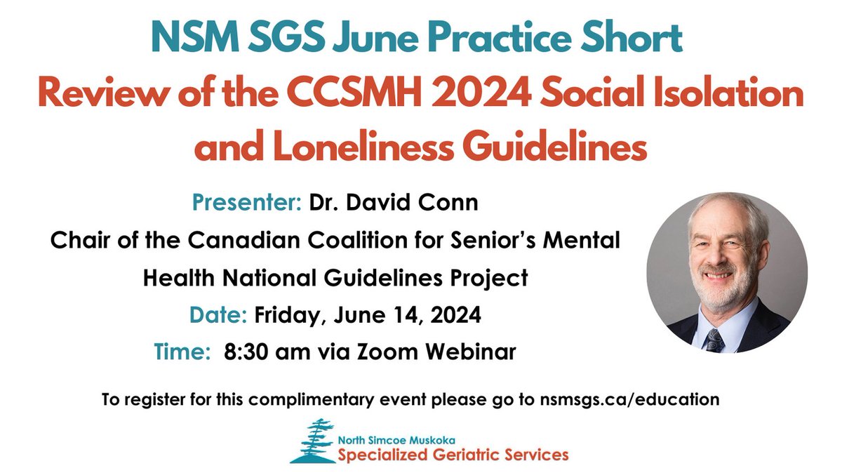 Join us on Friday June 14th at 8:30 am for this month's Practice Short featuring Dr. David Conn from @CCSMH