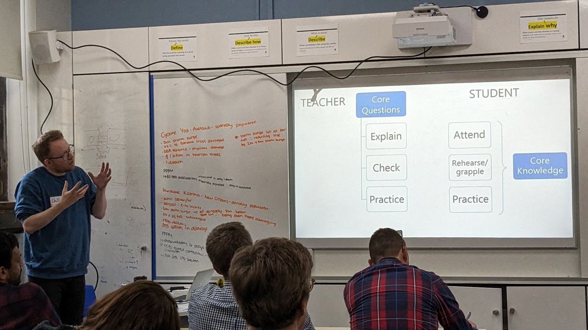 Helen Skelton (@drhskelton) on Twitter photo #CogSciSci24
Packed room for <a href="/TChillimamp/">Dr Chillimamp (@drchillimamp on Threads)</a> explaining the importance of considering core questions from teacher and student perspectives.
How might this affect the questions we write and how we use them? #CogSciSci24
Packed room for <a href="/TChillimamp/">Dr Chillimamp (@drchillimamp on Threads)</a> explaining the importance of considering core questions from teacher and student perspectives.
How might this affect the questions we write and how we use them?