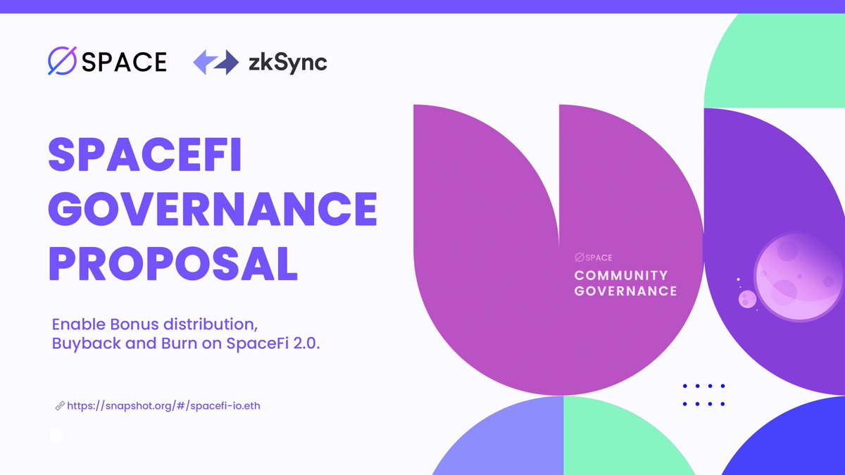 ZK summer is coming. 🏄

With SpaceFi 2.0 migration almost complete, it's time to start a new journey.

🗳️Vote in DAO:
Enable bonus distribution, buyback and burn on SpaceFi 2.0
snapshot.org/#/spacefi-io.e…
Decentralization is what <a href="/zksync/">ZKsync</a>  commits, and so does SpaceFi!

🙋🏻More