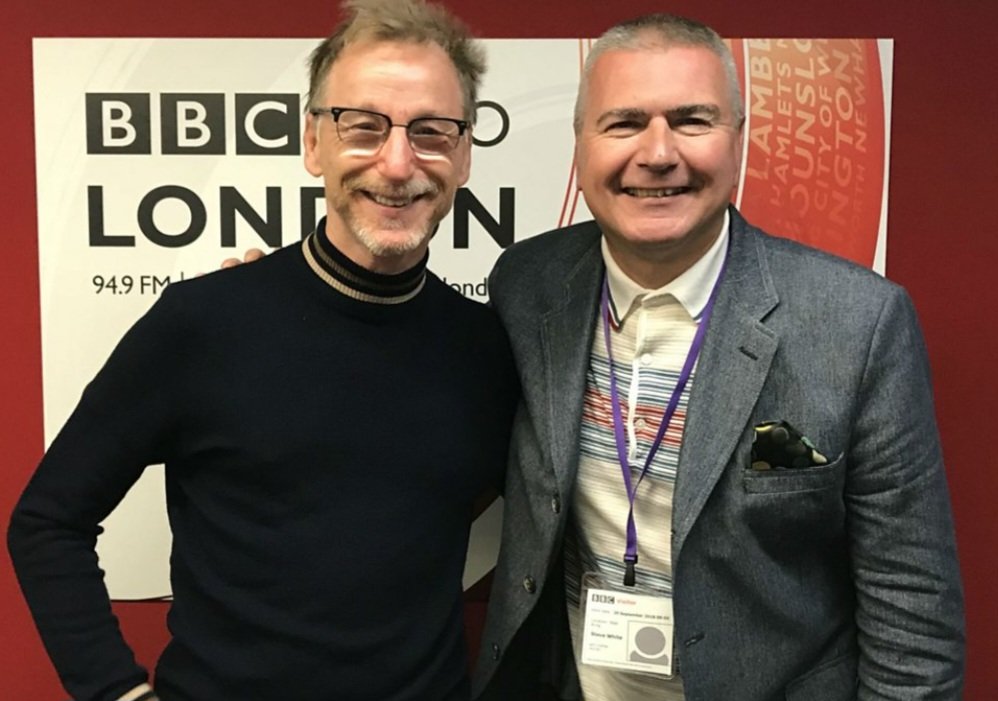 Happy birthday to @drummerwhitey! 🥁🥳

Photographed here with @CrowleyOnAir when he was GC's special guest on his 'My London' @BBCRadioLondon show, back in October 2018