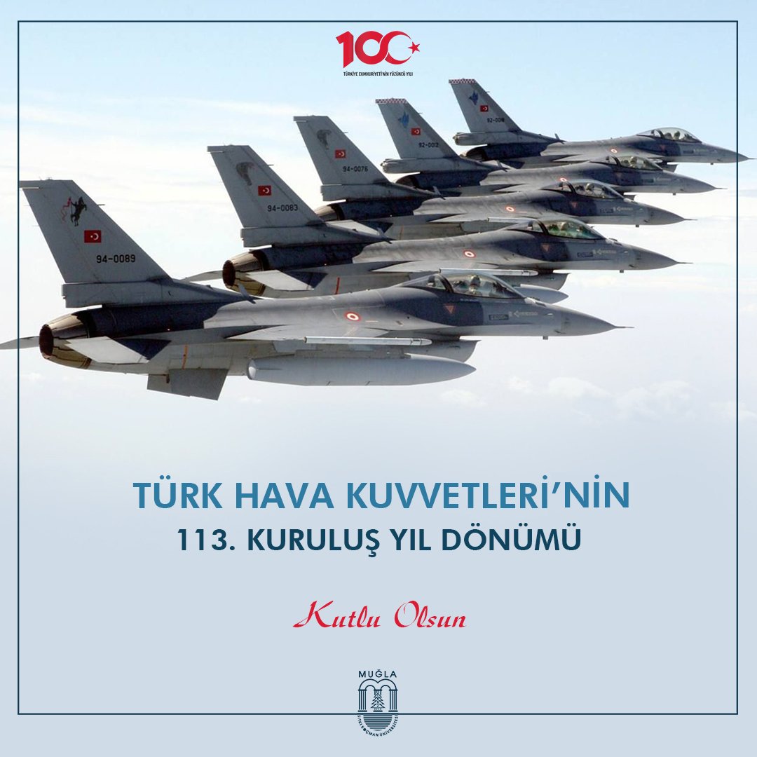 Türk Hava Kuvvetlerimizin kuruluşunun yıl dönümü dolayısıyla Gazi Mustafa Kemal Atatürk ve silah arkadaşlarını; vatanımızın semalarının güvenliği için canlarını feda eden aziz şehitlerimizi rahmetle ve minnetle yâd ediyor; kahraman gazilerimize saygılarımızı sunuyoruz.