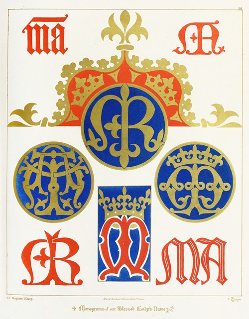 Eight #monograms of our #BlessedLady's Name. #Plate of #Glossaryofecclesiastical #ornament & #costume. #AWNPugin,1844.
#augustuspugin #pugin #gothicrevival  #design #glossaryofecclesiasticalornament #glossaryofecclesiasticalornamentandcostume #puginbook #puginwriting #pugindesign