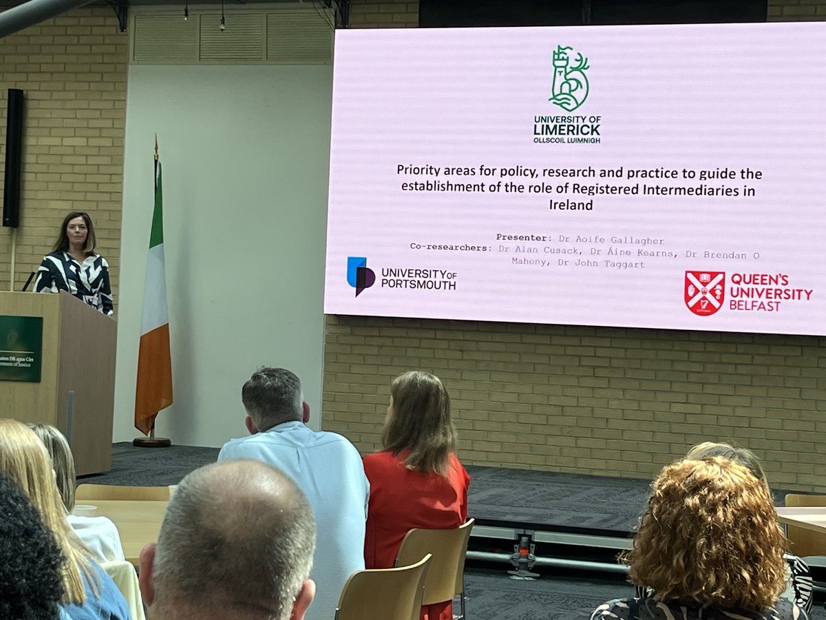 Aine Kearns SLT (@ainekearnsslt) on Twitter photo Delighted to hear @aoifelilyg1 present our research on priorities for intermediary research <a href="/AlanJCusack/">Dr Alan Cusack</a> <a href="/JohnTaggart90/">John David Taggart</a> <a href="/cjspsychology/">Brendan OāMahony</a> during <a href="/DeptJusticeIRL/">Department of Justice, Home Affairs and Migration</a> knowledge exchange event for NI registered intermediaries &PDIS students & grads from @ul <a href="/AlliedHealthUL/">School of Allied Health</a> <a href="/UL/">University Of Limerick</a>SchoolofLaw Delighted to hear @aoifelilyg1 present our research on priorities for intermediary research <a href="/AlanJCusack/">Dr Alan Cusack</a> <a href="/JohnTaggart90/">John David Taggart</a> <a href="/cjspsychology/">Brendan OāMahony</a> during <a href="/DeptJusticeIRL/">Department of Justice, Home Affairs and Migration</a> knowledge exchange event for NI registered intermediaries &PDIS students & grads from @ul <a href="/AlliedHealthUL/">School of Allied Health</a> <a href="/UL/">University Of Limerick</a>SchoolofLaw