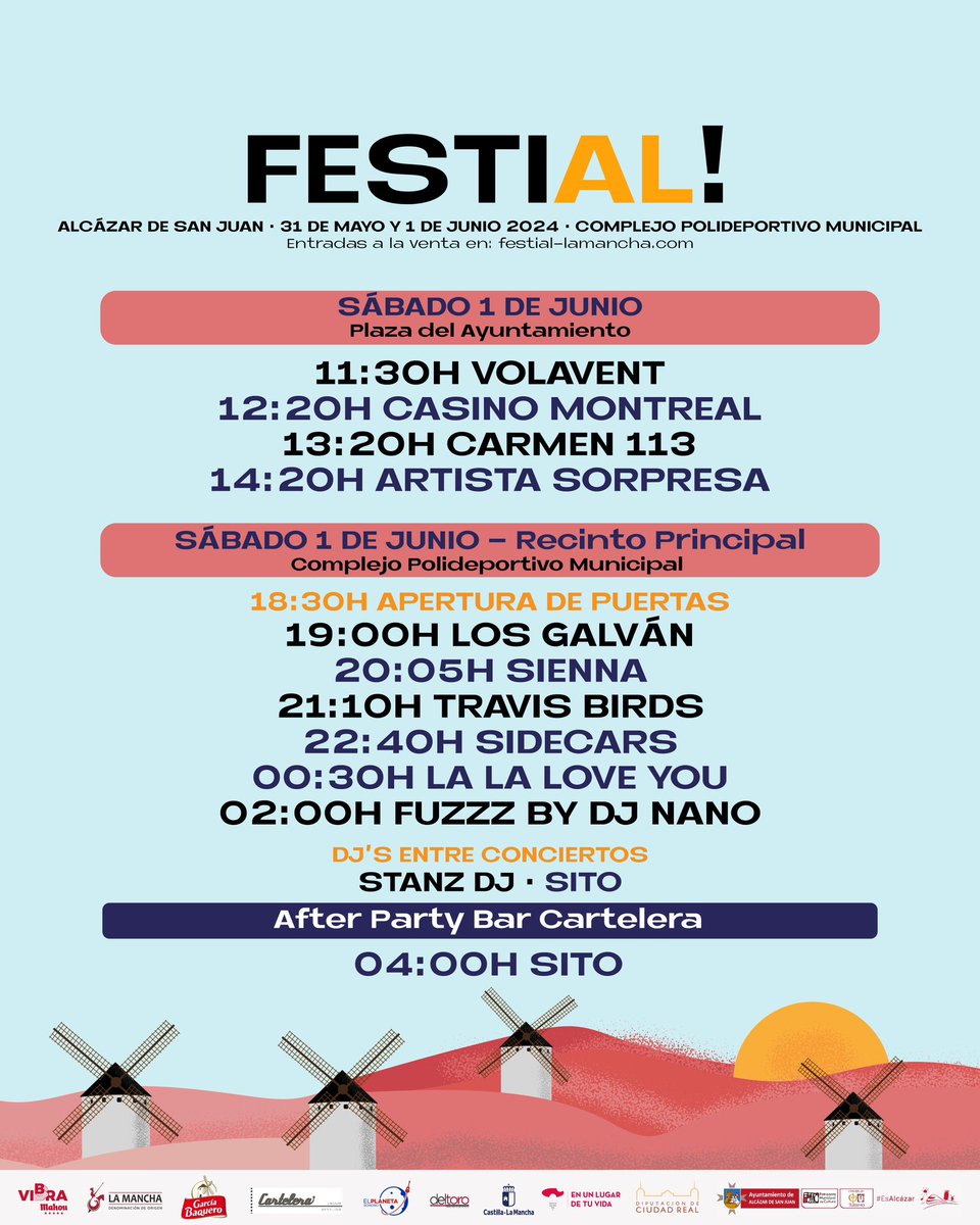 ¡Así quedan los horarios del fin de semana! 
#FESTIAL2024